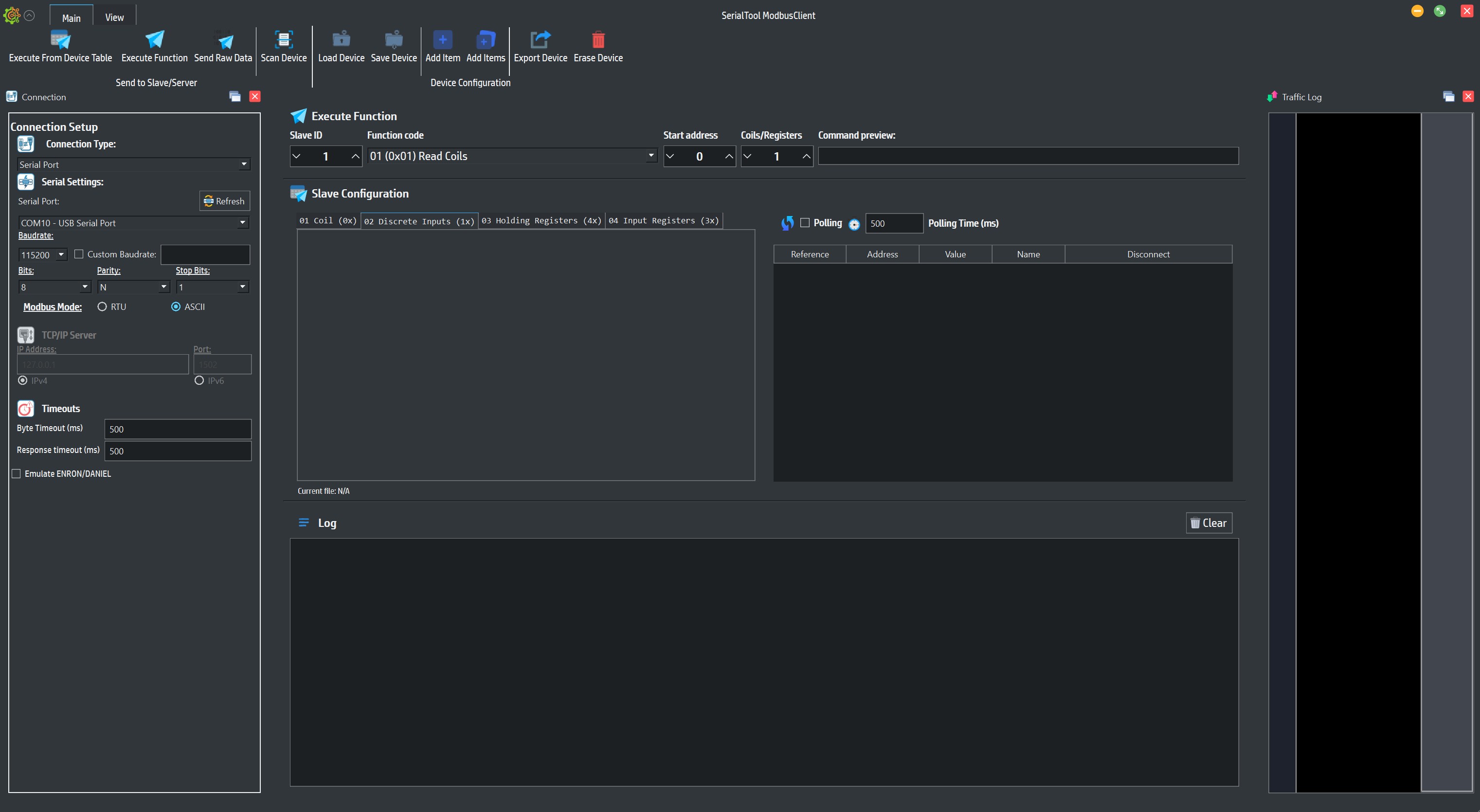 Modbus Client (Master/Polling) Main page